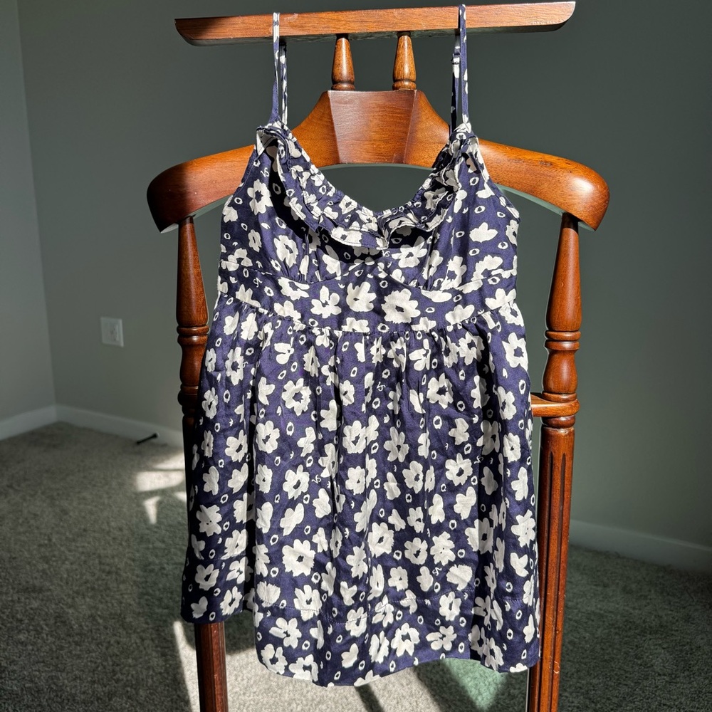 Victoria’s Secret Y2K Silk Blend Babydoll Cami XS Navy Floral Coquette Fairy Top